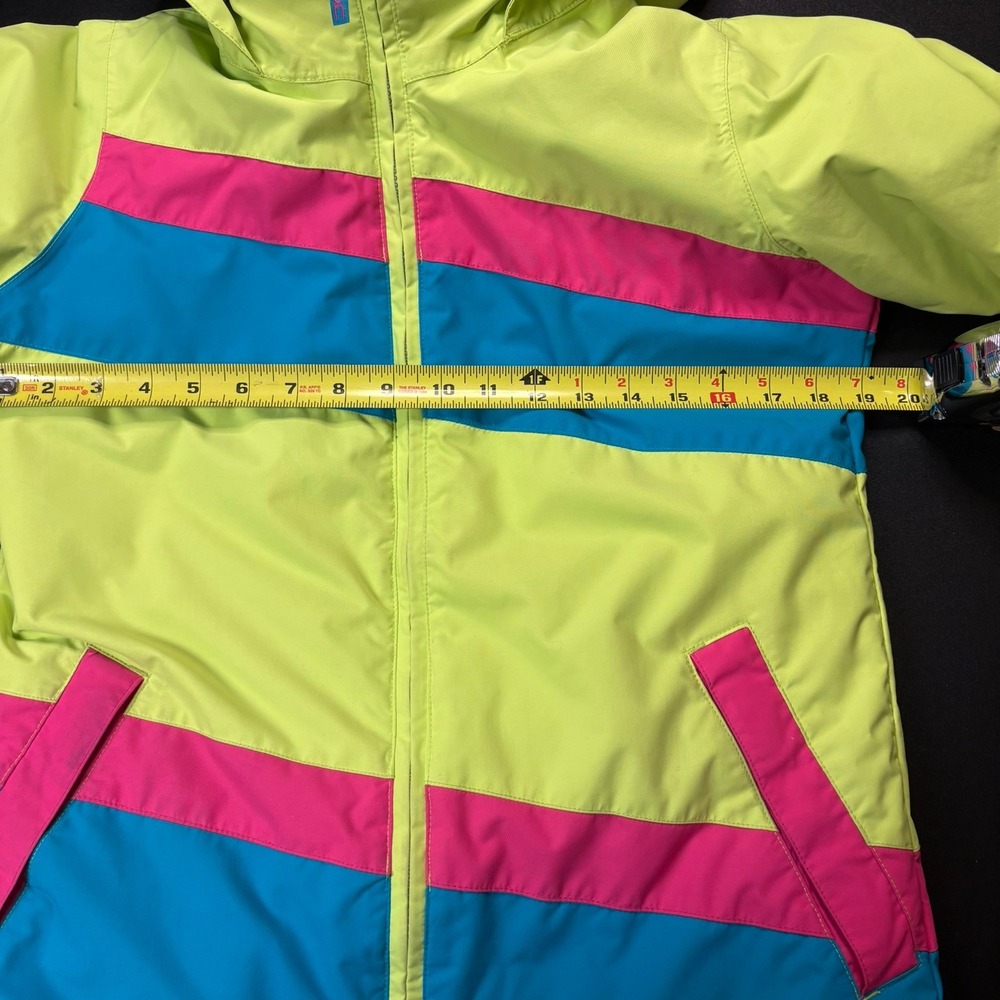 Burton Dryride Snowboard Jacket Youth Girls Size XL 18 Neon Yellow Blue Pink - Picture 14 of 16
